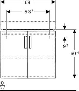 Geberit Eck-Waschtischunterschrank Renova Compact 69x60,4x55cm, 2 Türen, weiß hochglanz