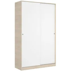 Dmora Kleiderschrank Denali, Garderobe für Schlafzimmer, Kleiderschrank mit 2 Schiebetüren, 120x50h204 cm, Weiß und Eiche