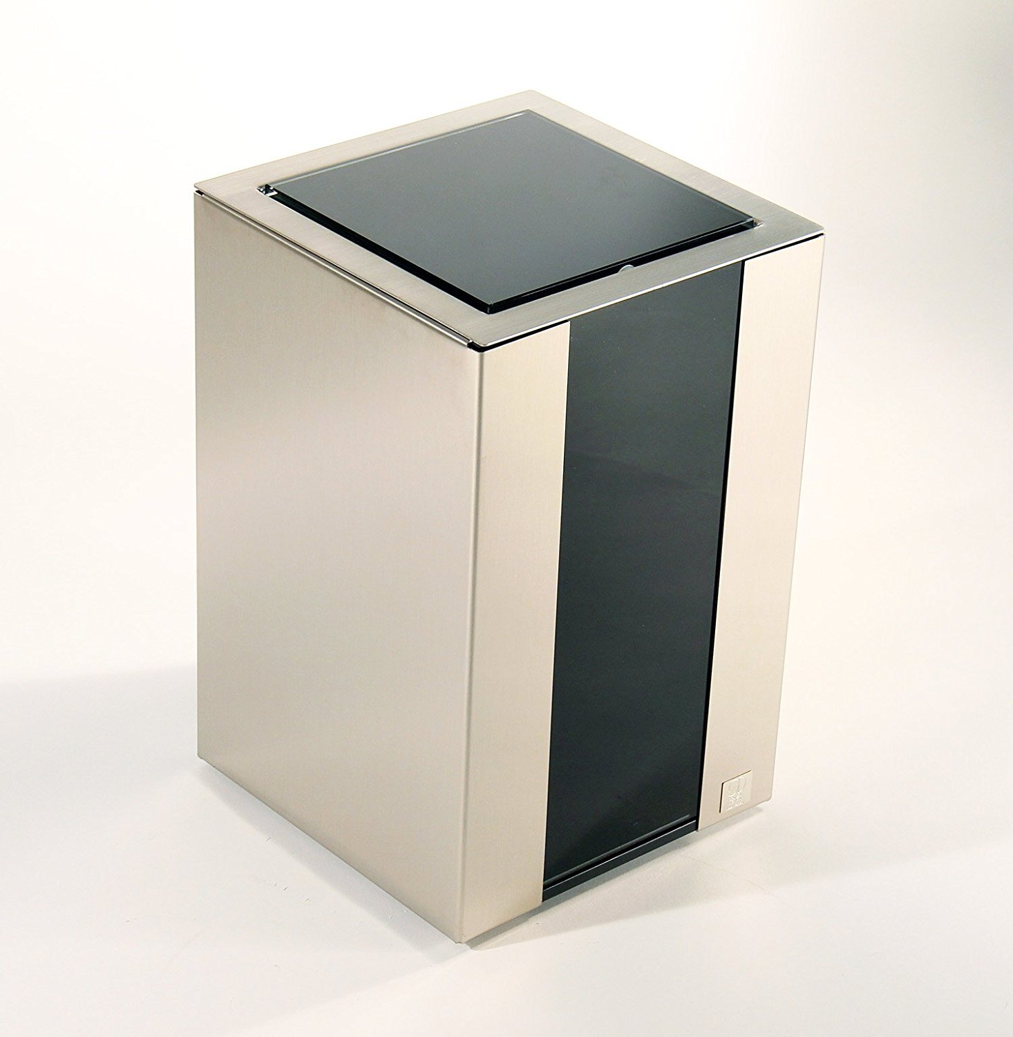 Badeimer Edelstahl matt / Kosmetikeimer / Glas schwarz, Schwingdeckel