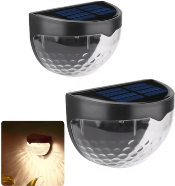 Inspire Curations Solar Corrugated Fence Lights IP65 Waterproof Outdoor Wall Lights black warm 4pcs
