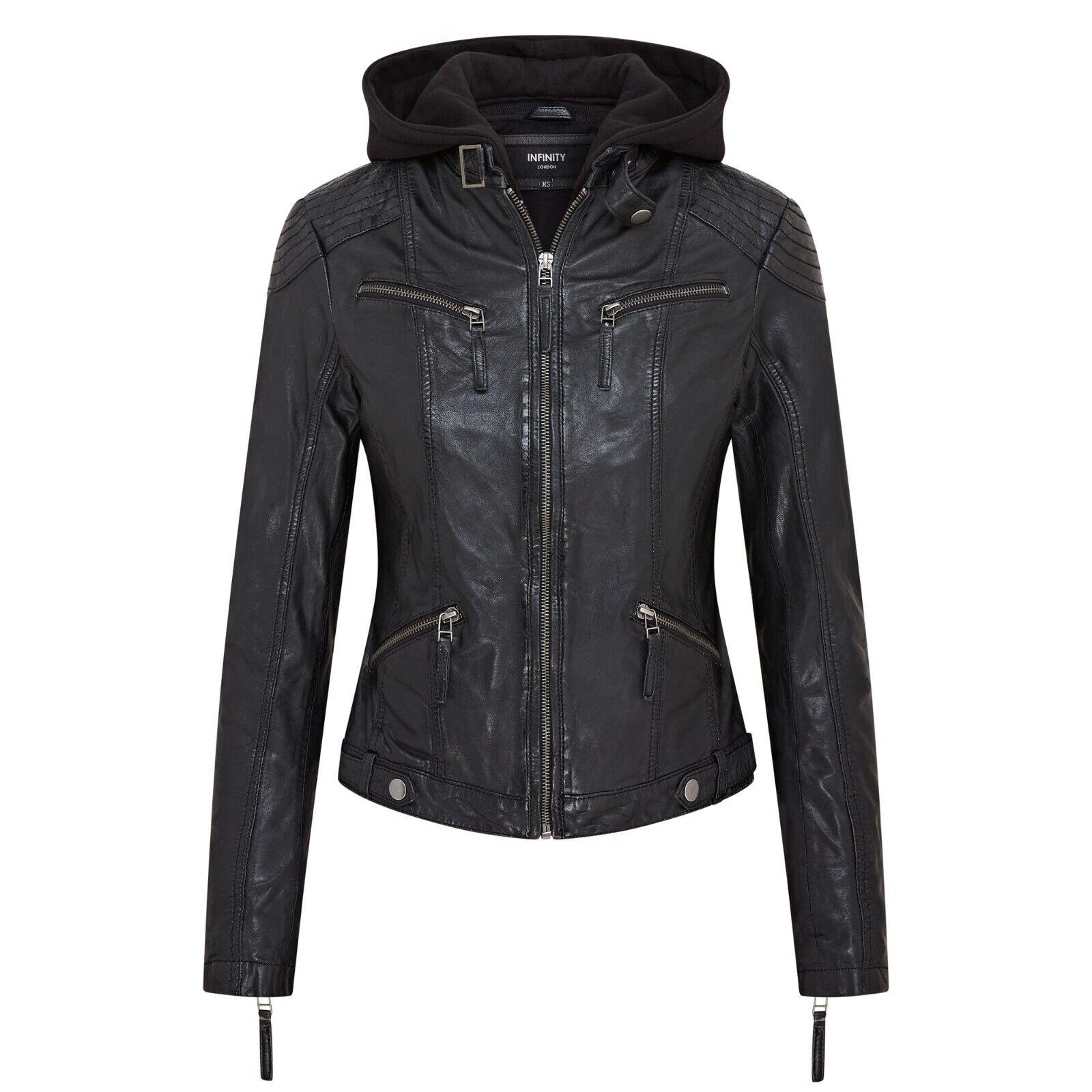 Klassische Bikerjacke mit Kapuze f�r Damen - Brazzaville