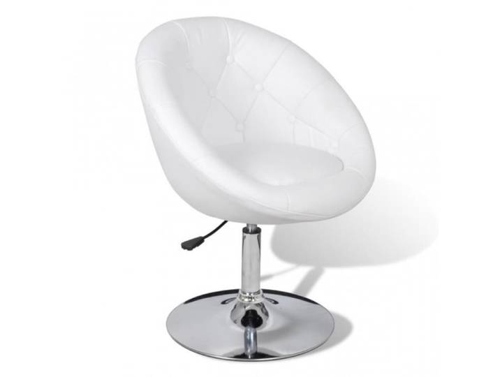 Fauteuil rétro capitonné blanc pied Tulipe chromé - Design contemporain - Réglable en hauteur - Confortable