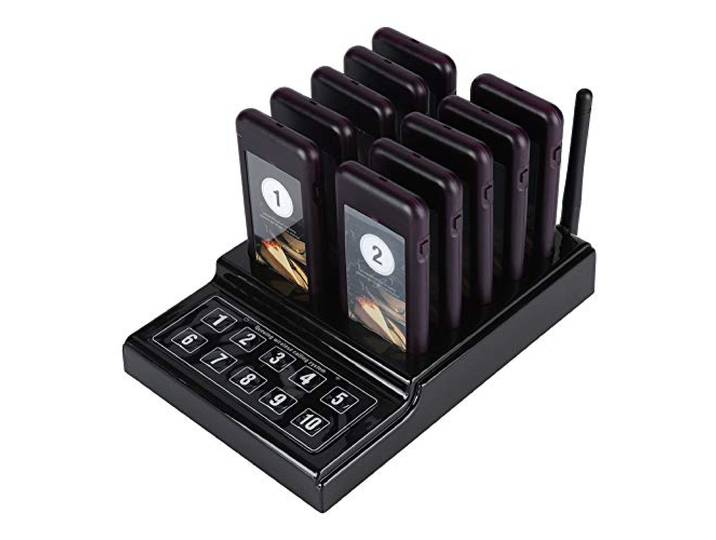 Piepser für Restaurants, Drahtloses Pager-System Warteschlangen-Anrufsystem für Restaurants 10 Pager Wiederaufladbarer Untersetzer-Pager für Fast-Food-Restaurants, Food Courts, Pizzerien Usw.(EU)