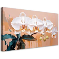LEINWANDBILD Orchidee Aquarell Blumen 80x40cm