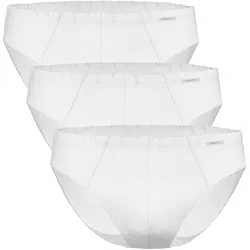 AMMANN Herren Slip 3er Pack - Mini Slip Cotton & More, Ton-in-Ton Streifen, Baumwollmischung Weiß / L
