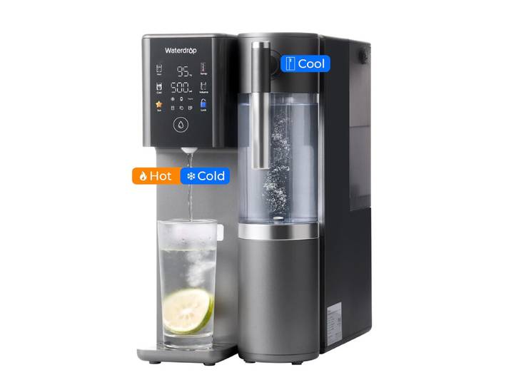 Waterdrop WD-A2 Countertop Reverse Osmosis System, Home and Cold RO System, Portable Pure Water Tank, Bottle-less Water Cooler, 6 Temperature Settings, 3:1 Pure for Drain