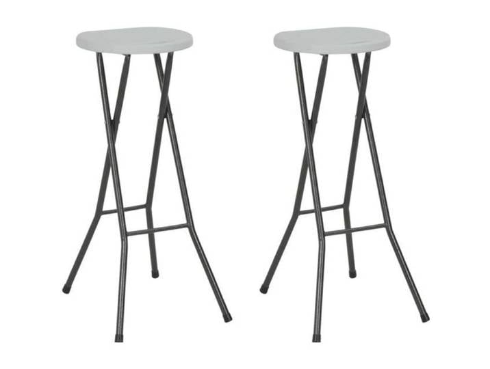 &9748JARDIN -Haute qualité -Lot de 2 Tabourets de bar pliables Tabourets de bar pliables 2 pcs PEHD et acier Blanc