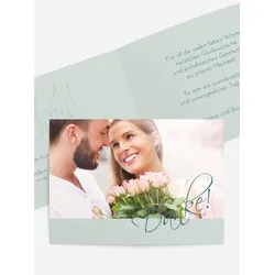 Dankeskarten Hochzeit selbst gestalten mit Spruch und Fotos im Onlinedesigner bei Meine-Kartenmanufaktur.de