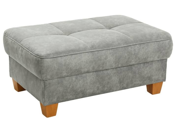 Hocker, Luxus-Microfaser, Hellgrau, 99×65 cm, Mit Kontrastnaht, Klassisch, Home-affaire