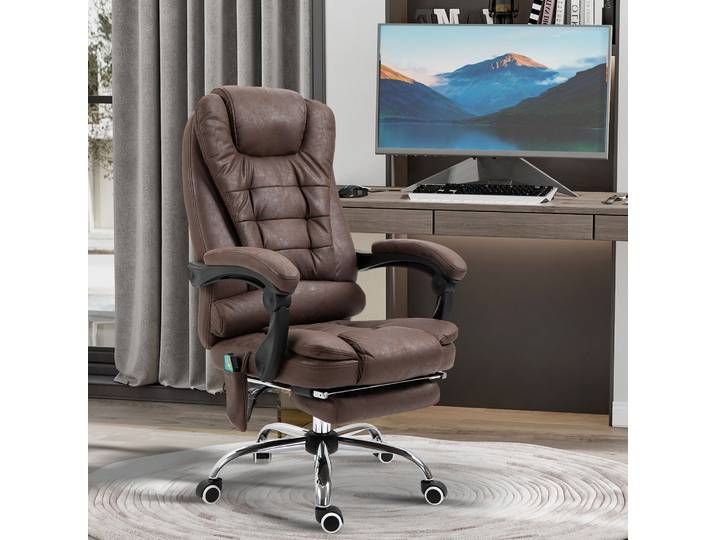 Vinsetto Fauteuil Bureau Massant Chauffant Réglable Marron