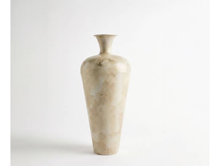 Vase Marvella B27 x T27 x H64 cm Metall Alabaster Gold Handgemacht, Wohnaccessoires