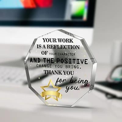 achteckige Auszeichnung aus Acryl, inspirierendes Zitat-Geschenk für Kollegen, Chef und Freunde, Dankeschön-Schreibtischdeko, Andenken an den Ruhestand, Schreibtisch-Accessoire fürs Büro