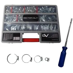 Schlauchschellen Set mit flexiblem Steckschlüssel 417 Teile verzinkt Schlauchklemmen in 11 Größen DV-0195