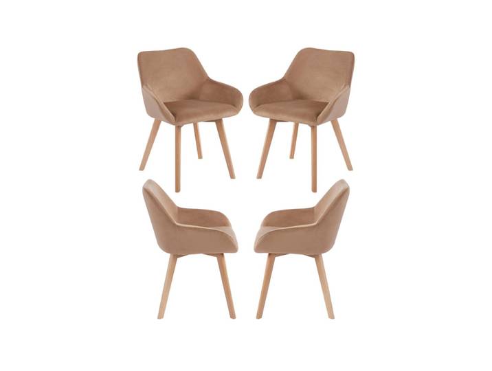 4er Set Venly Samt Stühle - Champagne