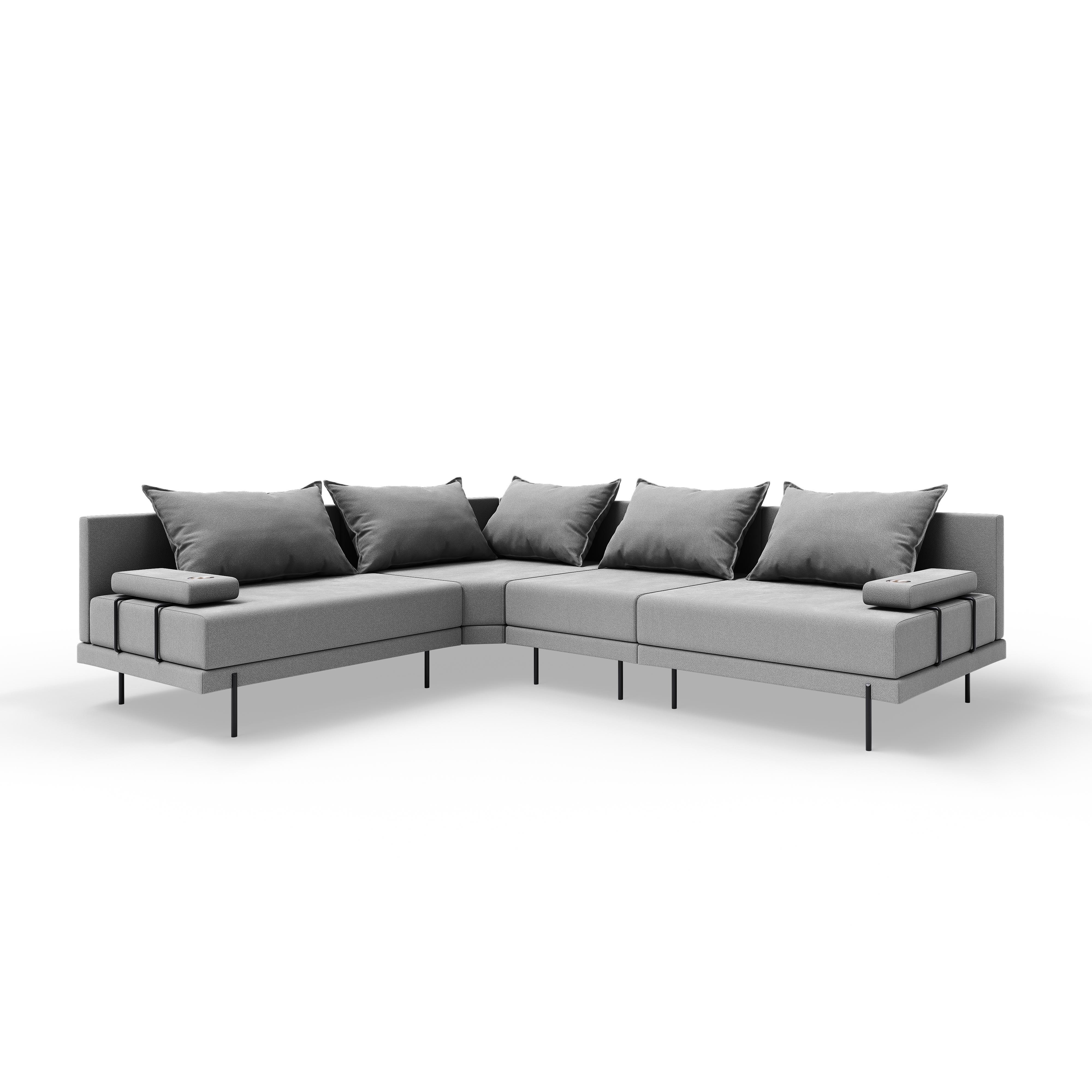 TRADA Gartenecksofa Bahama L Grau 298x298 cm Gartenmöbel set Wasserabweisend Stoff
