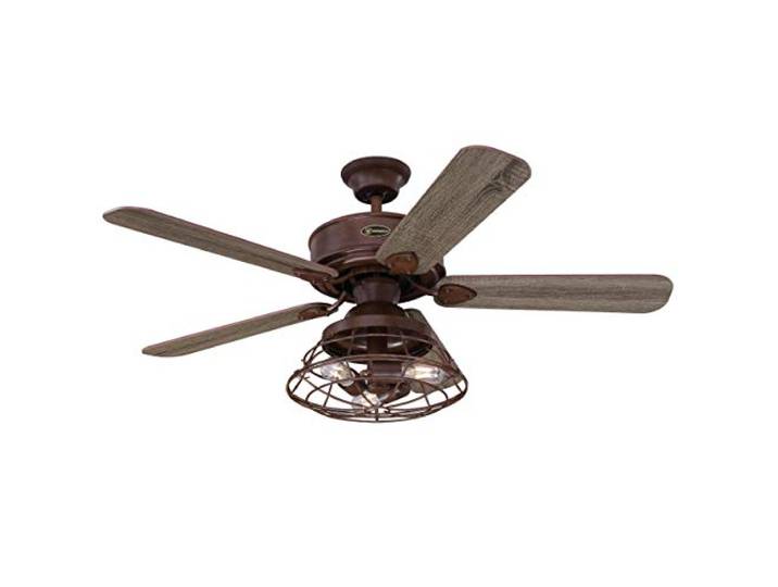 72205 Barnett 122 cm Deckenventilator in Scheunenholz-Nachbildung, dimmbare LED mit Käfigschirm, inklusive Fernbedienung