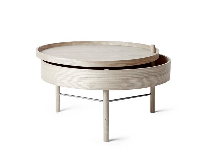 Audo - Turning Table, Eiche weiss / schwarze Chromstreben