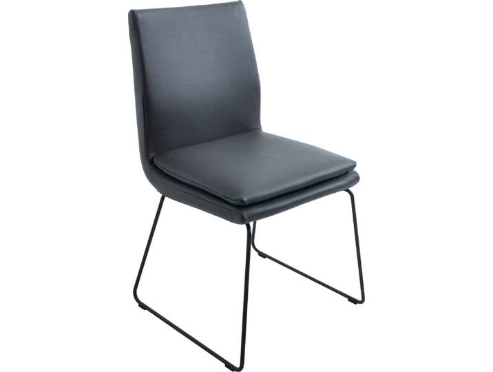 Esszimmerstuhl, 50x88x55 cm, Nappaleder, Grau, Gepolstert, Klassisch, K+W-Polstermöbel