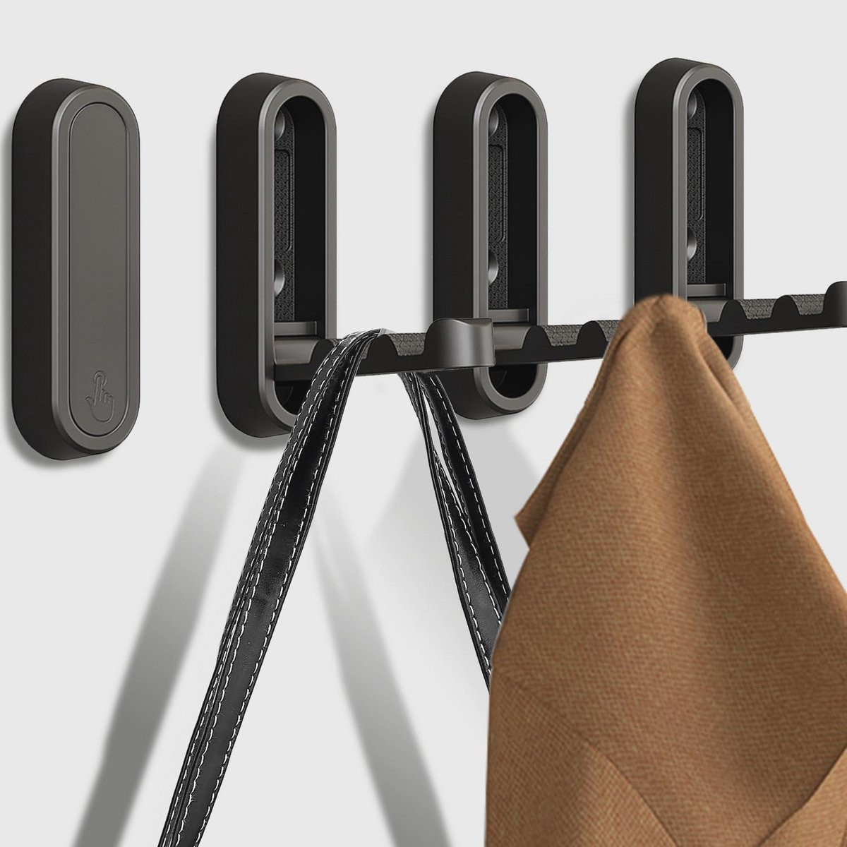 Set van 4 opvouwbare wandhaken voor jassen en accessoires