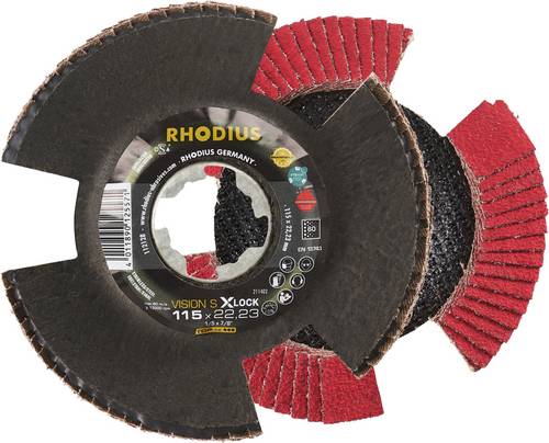 Rhodius 211402 VISION SPEED X-LOCK Fächerschleifscheibe Körnung (num) 60 Edelstahl, Stahl, NE-Metalle 10St.
