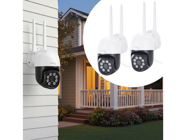 2er-Set WLAN PAN Tilt Outdoor Kamera, 2K, IP66