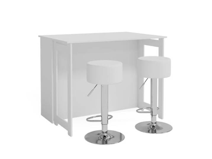 Vicco Bartisch-Set Dominic , Weiß 116 x 37 cm mit 2 Barhockern, klappbare Tischplatte für flexible Nutzung in kleinen Räumen
