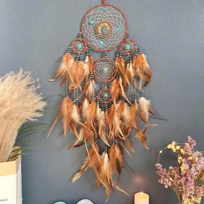 Uplift Picks Tree Of Life Dream Catcher Wind Chime Hanging Decor Natural Stone Ornament brown