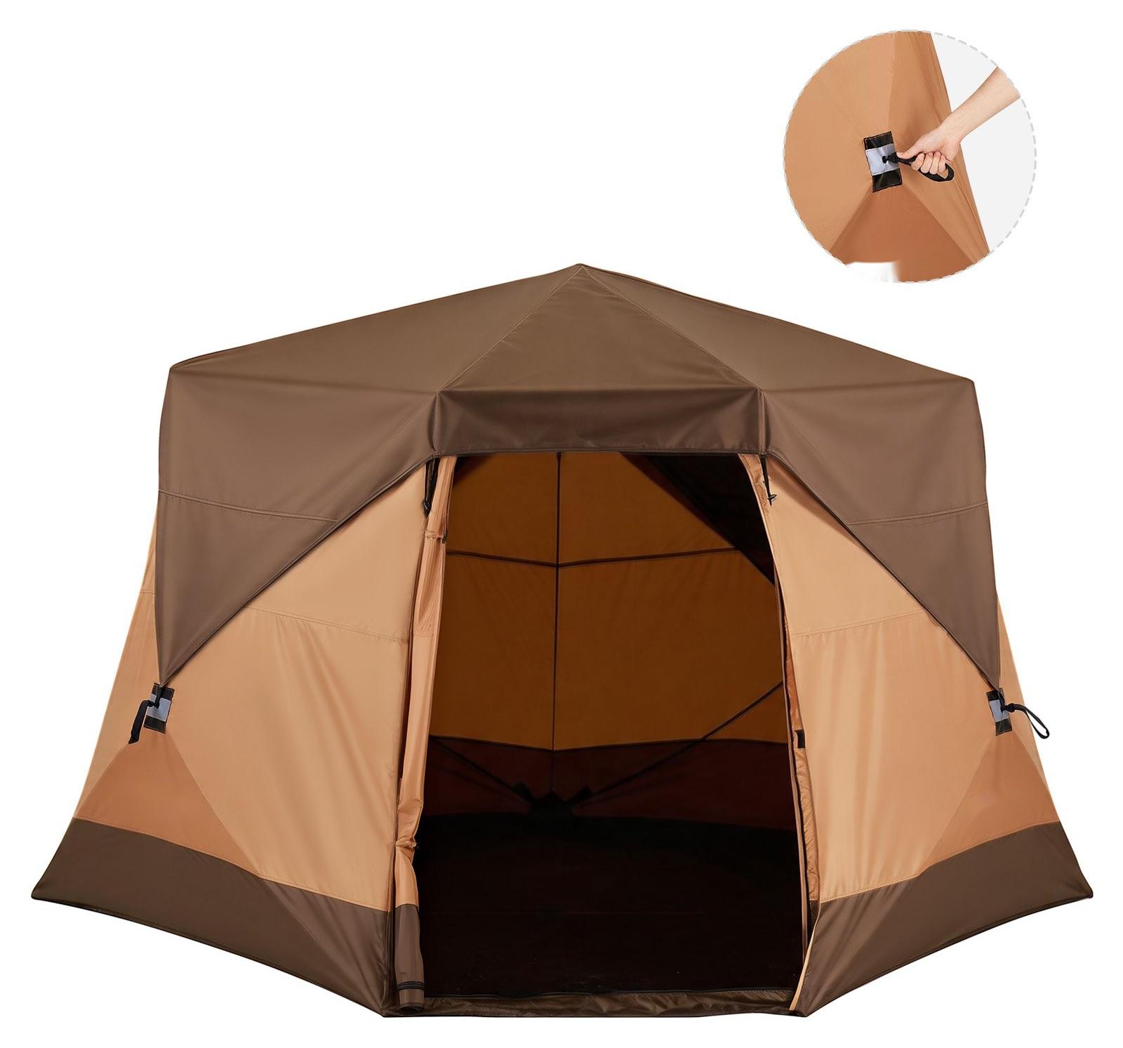 Campingzelt 6 Personen - Pop Up Zelt - Schnellaufbau in 60 Sekunden - Wasserdicht mit Regenschutz - Netzfenster - Tragetasche - 330x213x204 cm
