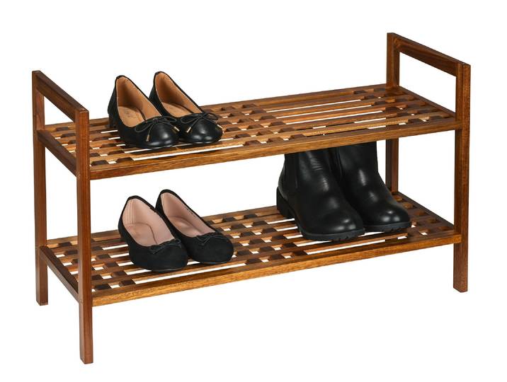 Schuhregal WENKO Modell Fondi , braun, B:69cm H:40,5cm T:27cm, Massivholz, Regale, Schuhregal