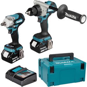Makita Combo-Kit DLX2588GJ, 18V Akku, inkl. DDF492, DTW300Z, 2 Akkus, Ladegerät und Koffer