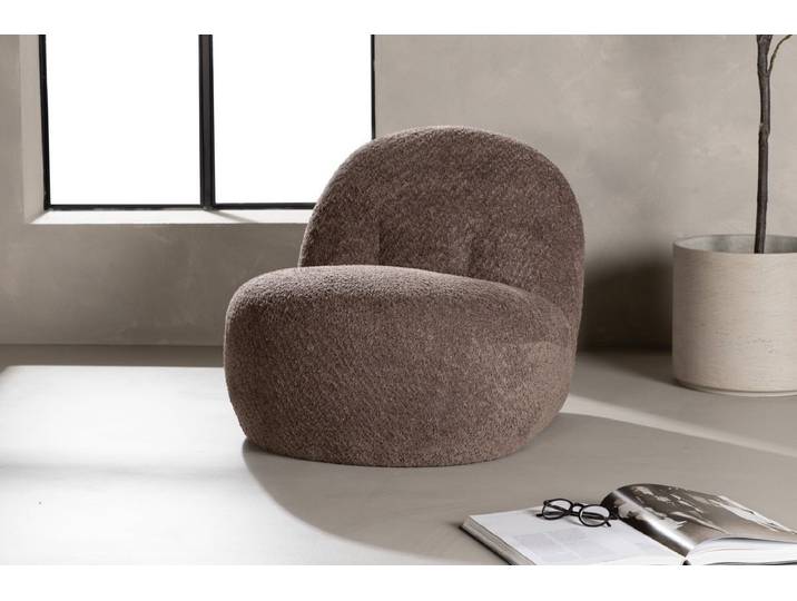 Designer Lounge Sessel Almvik – Bouclé Braun - Braun - Bouclé - Luxusbetten24
