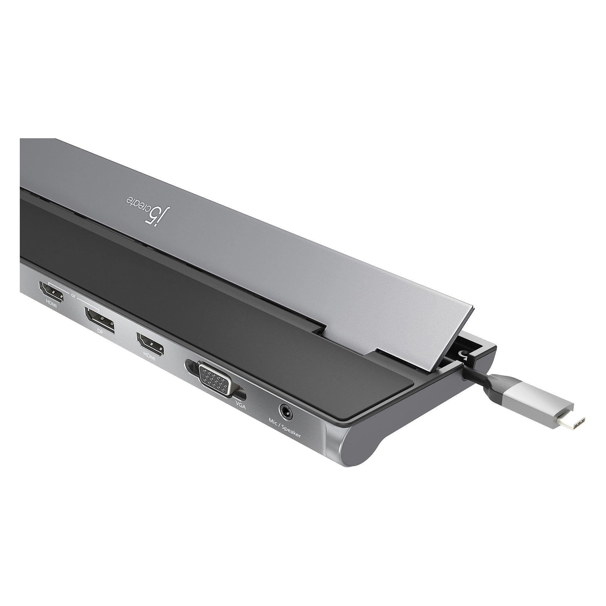 j5Create JCD543P USB-C Triple Display Docking Station with 100W PD Adapter, Wired, USB 3.2 Gen 1 (3 (USB-C, 13 Ports) (JCD543P-FN)