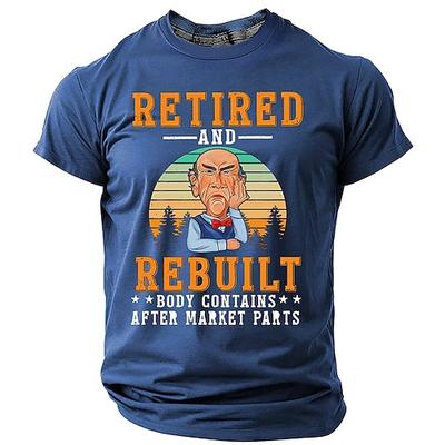 Herren Humorvolles Renten-Grafik T-Shirt In Rente umgebaut der Körper enthält Ersatzteile Lustiges Tee Geschenk