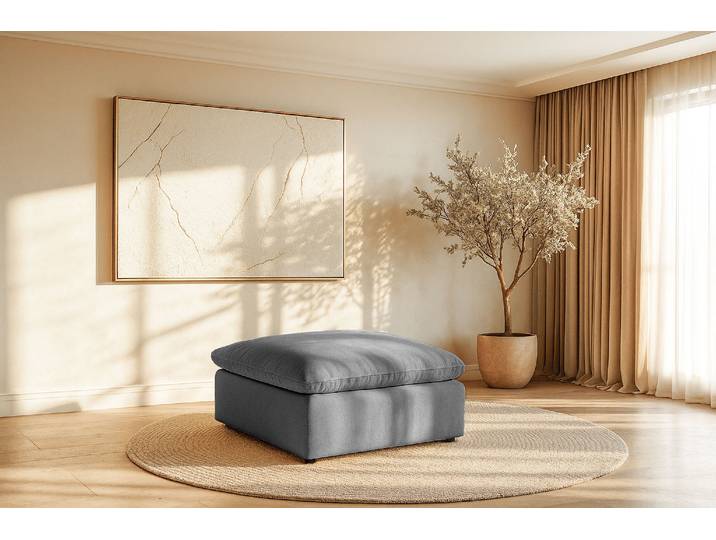 Polsterhocker GOODPRODUCT Venslev , grau (gray), B:90cm H:46cm T:90cm, 100% PES, Hocker, Polsterhocker, schöne Ergänzung für das Sofa