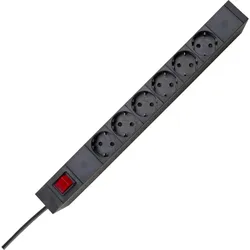 Kopp 931305010 PROFIversal PA 6+6-fach, Steckdosenleiste in Schutzkontakt-Ausführung, Steckplätze Vorder-/Rückseite mit Schalter, 19”, 2m