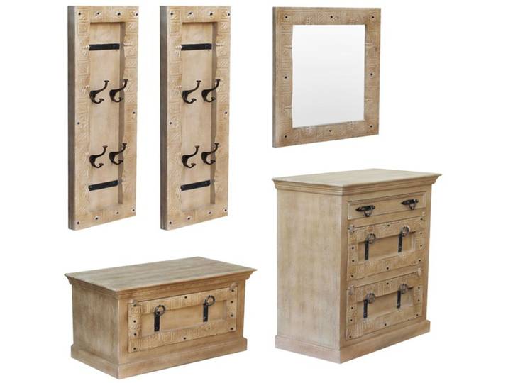 Garderobenmöbel Daipur natur Holz/Metall B 276 T 45 H 110 cm - Garderobenmöbel
