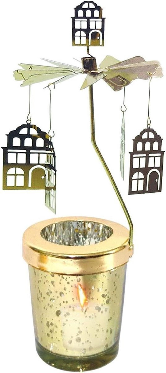 Zilverkleurige Magische Wasrotator - Draaiende Kaarshouder voor Tealights - Sfeervolle Verlichting door Warmte