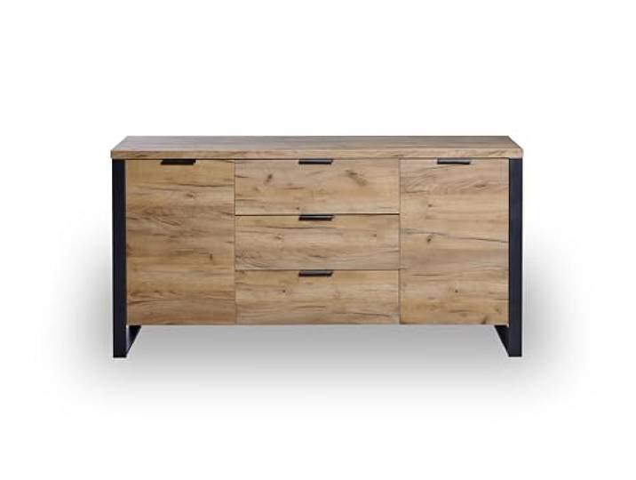 Jahnke Buffet\, Bois d'ingénierie Métal\, Chêne nucléaire\, Taille Unique