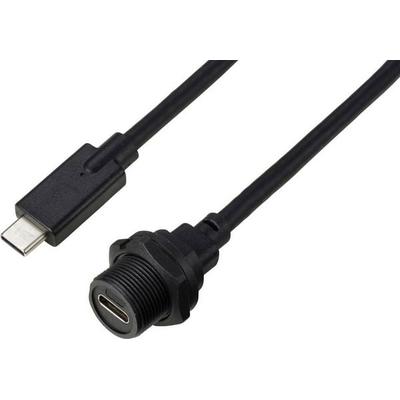 USB-C® 3.1 Stecker auf Buchse IP67 (Gewinde) Kabel 0,5m TC-E10T-FT3.1-PWF/MT3.1-NWA-0.5PV-S Wasserdichtes Kunststoffkabel