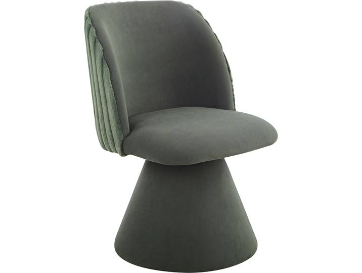Esszimmerstuhl HELA BARI I Drehstuhl , grün (grün, grün, grün), B:54cm H:84cm T:61cm, Polyester, Stoff, Stühle, Esszimmerstuhl, 360 drehbar, Polsterfuss, Materialkombi, Aussen Felloptik Innen Velvet