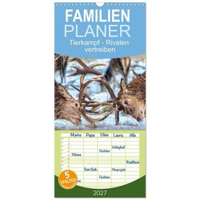 Familienplaner 2027 - Tierkampf - Rivalen vertreiben mit 5 Spalten (Wandkalender, 21 x 45 cm) CALVENDO