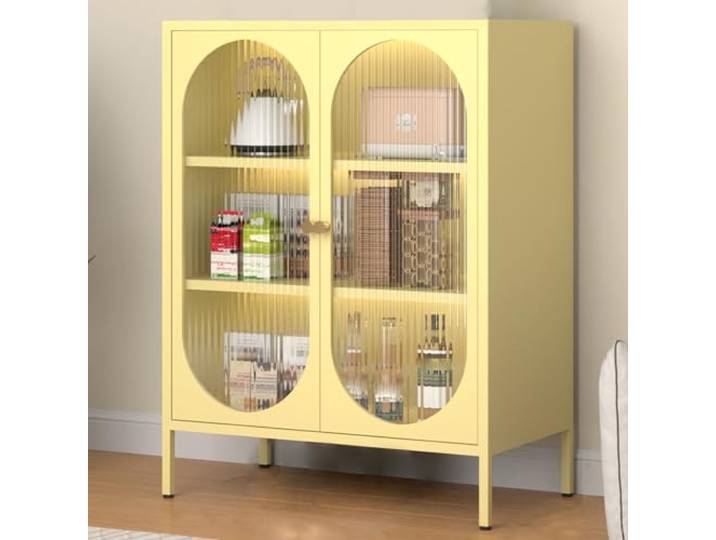 WLCNYL PC-Board-Vitrine, verstellbare Laminat-Vitrine, mehrere Farben zur Auswahl, einlagig, trägt etwa 80 Catties (Farbe: Gelb, Größe: 27,5 x 13,7 x 40,1 Zoll)