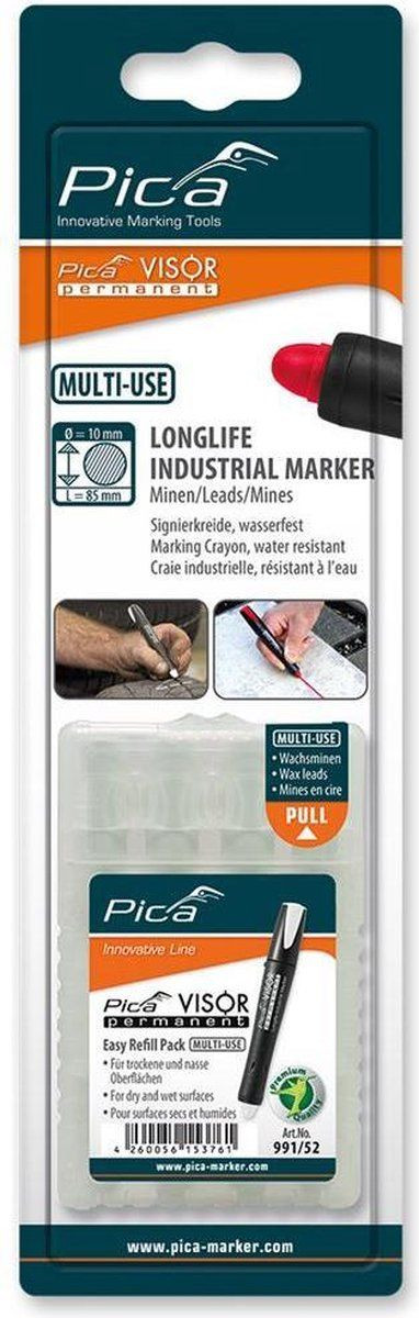 Pica 991/52 VISOR Permanent Navulling - 4 vullingen - Wit
