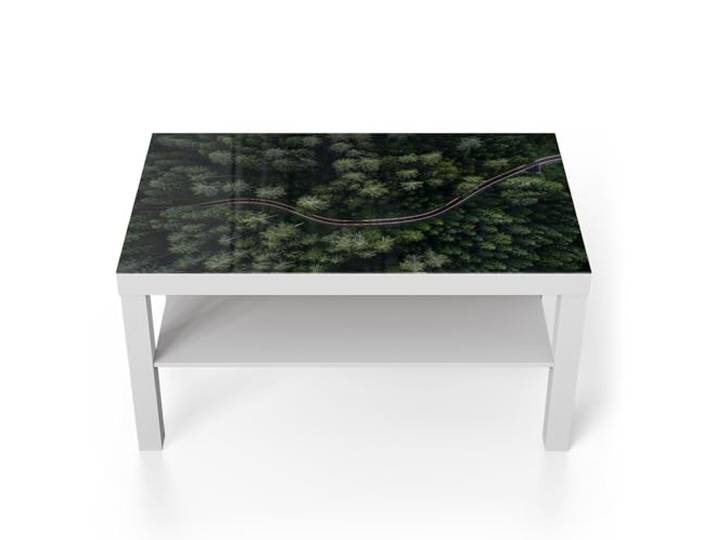 DEQORI Glastisch weiß groß 90x50 cm Motiv Grüne Straßenwelt ausgefallener Beistelltisch aus Glas Hochglanz Couchtisch fürs Wohnzimmer moderner Couch Tisch mit Design