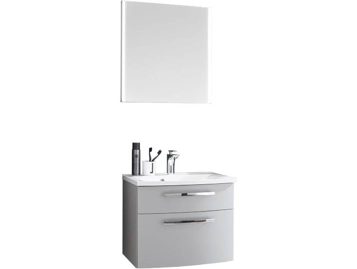 Novel Badezimmer, Grau, Holzwerkstoff, 2 Schublade(n),2 Schublade(n) Schubladen, 60.6 cm, Goldenes M, Made in Germany, hängend, erweiterbar, Badezimmer, Badmöbelsets & -serien, Badmöbelset