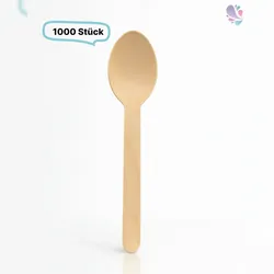 Blanc HYGIENIC Löffel, Holzlöffel Einwegbesteck, 1.000 Stk, gewachst, biologisch abbaubar, 16 cm
