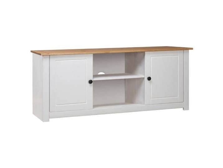 Meuble TV Blanc - GOTOTOP - GOT-DBA - Bois massif - Blanc - Campagne