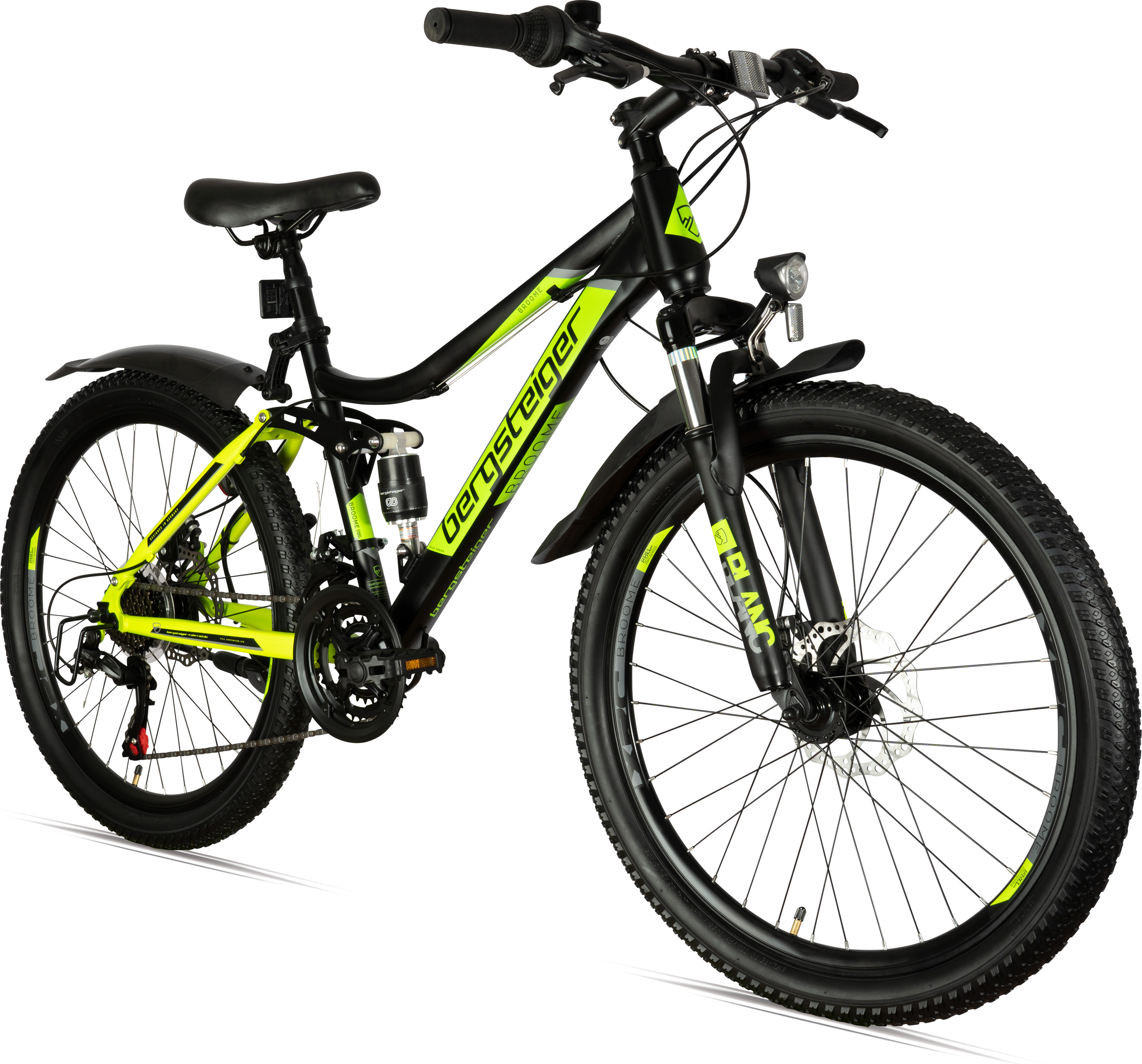 Bergsteiger Broome 26 Zoll Kinderfahrrad, Shimano 21 Gang-Schaltung, StVZO, Mountainbike mit Vollfederung, Scheibenbremsen & Dynamo-Licht, geeignet für 8, 9, 10, 11, 12, 13 Jahre, Jungen-Fahrrad & Mädchen-Fahrrad