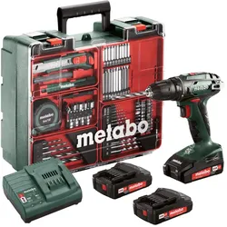 Metabo Akku-Bohrschrauber BS 18 Set (602207940) Mobile Werkstatt; Kunststoffkoffer; 18V 3x2Ah Li-Power + SC 30