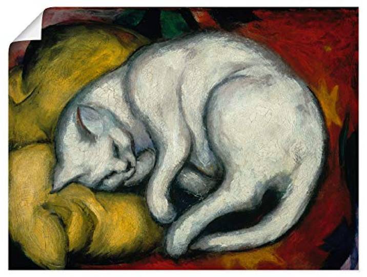 ARTLAND Wanddeko Poster & Kunstdrucke Wandposter 60x45 cm Haustier Katzenbett Die weisse Katze 1912 Expressionismus Franz Marc T7SU